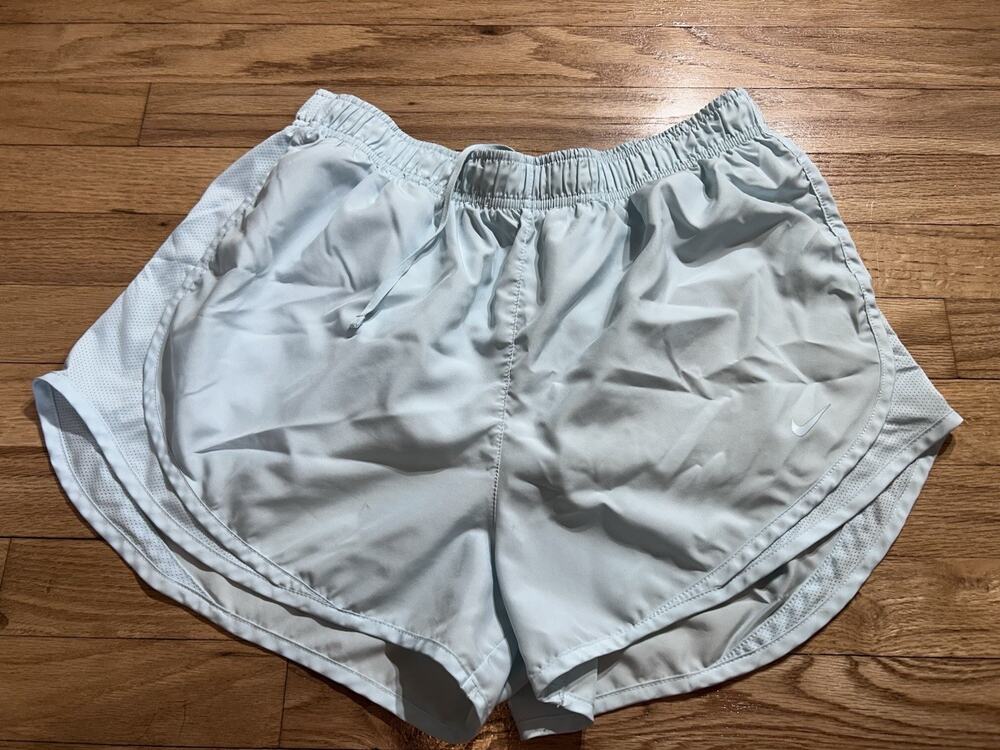 Nike Dri-FIT Womens Light Blue Mesh Lined Shorts Drawstring 2" Inseam